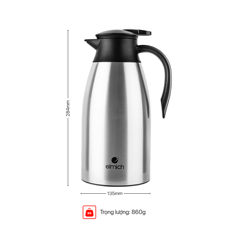 Bình giữ nhiệt inox elmich el-3690 dung tích 1.5 lít, phích giữ nhiệt gia đình dung tích lớn chất liệu cao cấp chống ăn mòn miệng bình rộng dễ dàng làm sạch hoặc bỏ đá vào, tay cầm chắc chắn tiện lợi cho người sử dụng