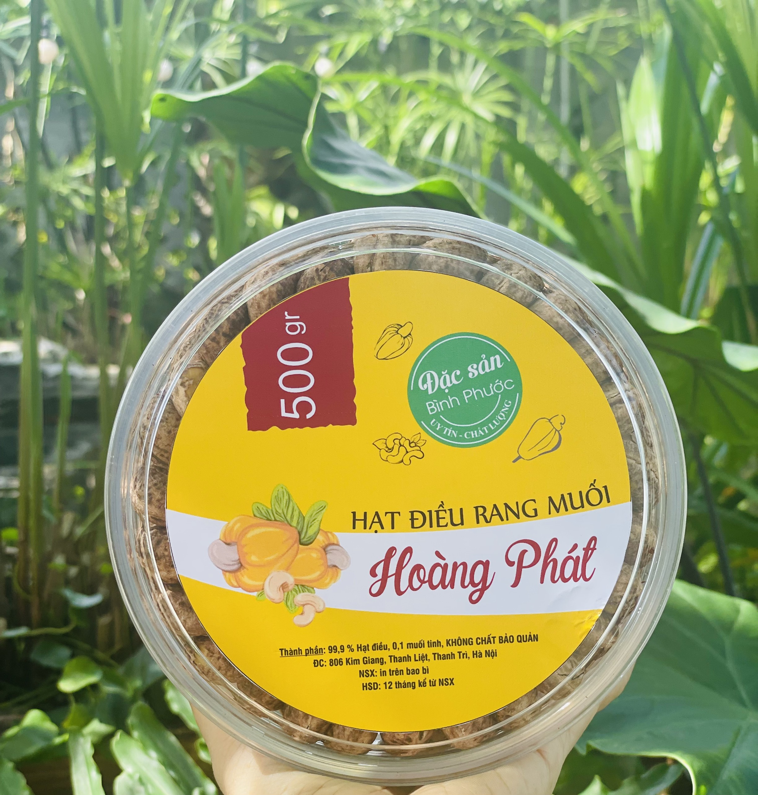 Hộp 500g hạt điều rang củi truyền thống nguyên hạt size to - sản xuất hàng ngày