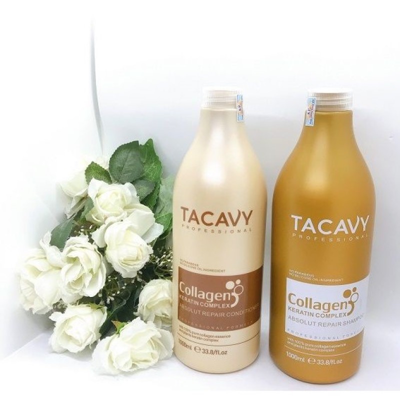 TACAVY- CẶP DẦU GỘI DẦU XẢ DƯỠNG ẨM PHỤC HỒI SIÊU MỀM MƯỢT HƯƠNG NƯỚC HOA COLAGEN TACAVY 1000 ML