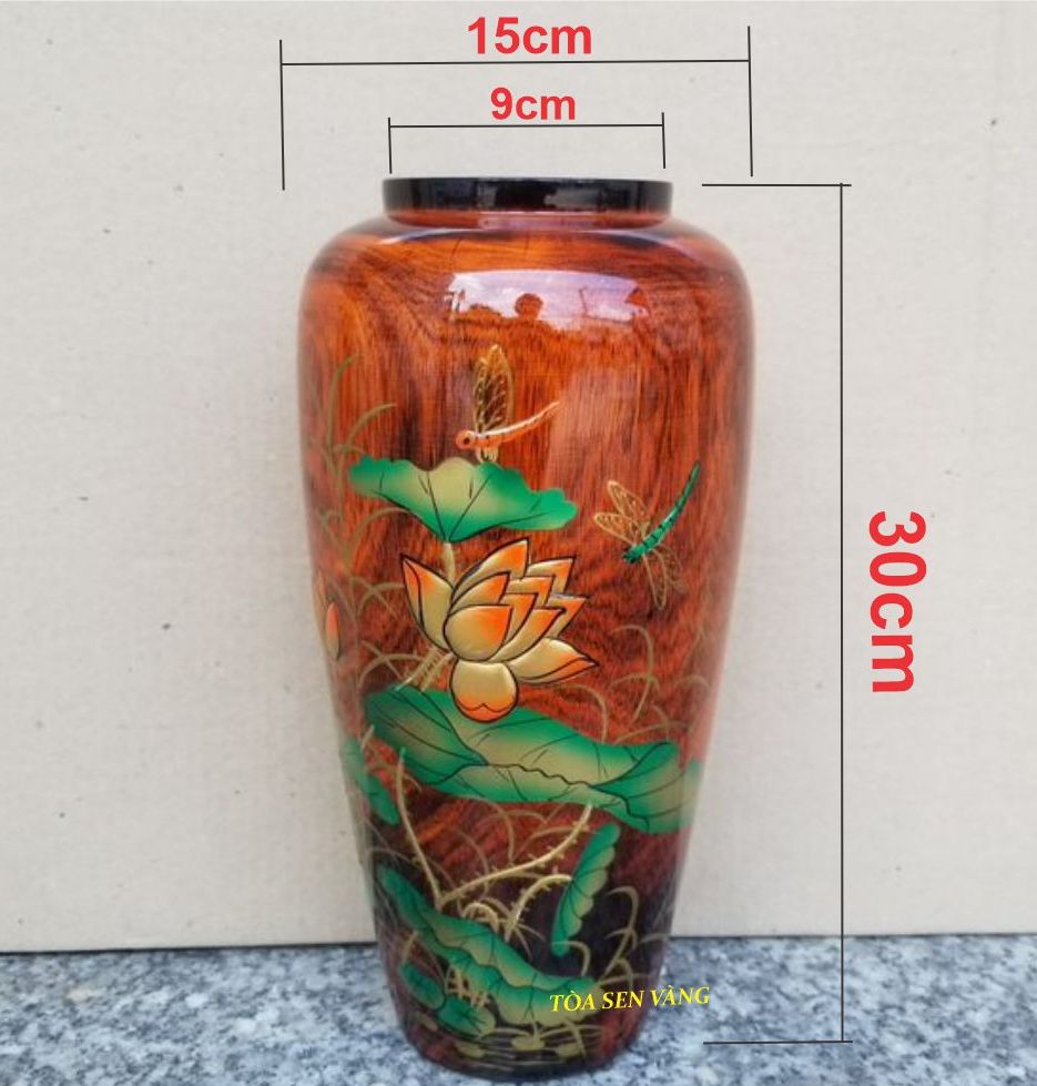 Lộc bình gỗ - Lục bình gỗ cắm hoa, phong thủy, trang trí hoa sen nổi
