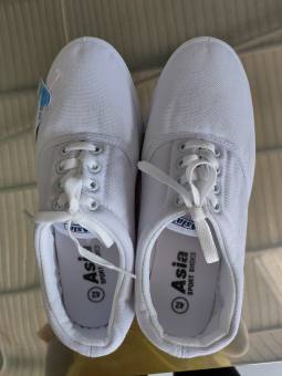 Giày Bata Asia trắng cột dây nam nữ