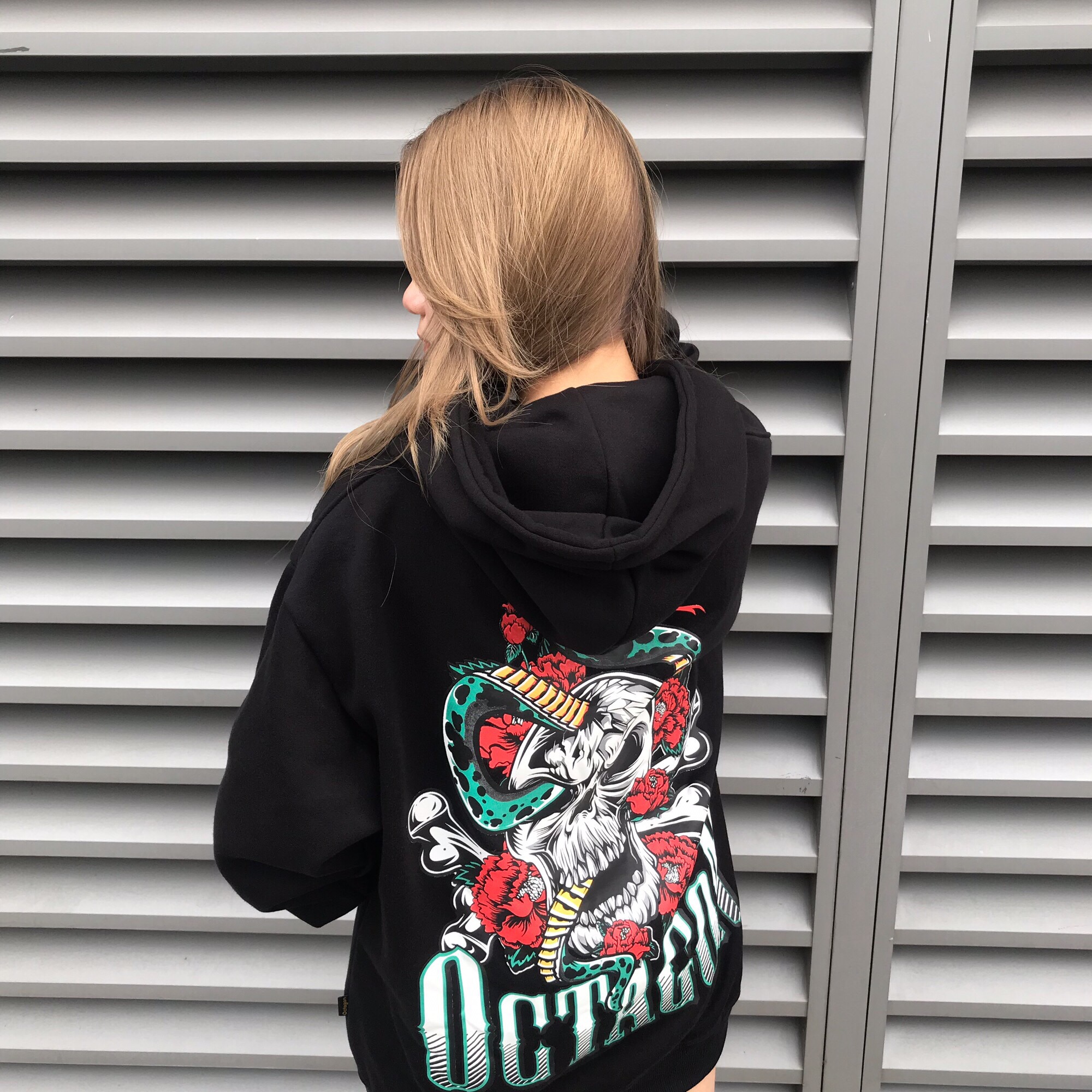☠️áo hoodie bloody hell đen by octagon☠️ - áo nỉ form rộng nam nữ unisex in hình local brand