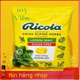 Kẹo Ricola Sugar Free Lemon Mint 105 viên