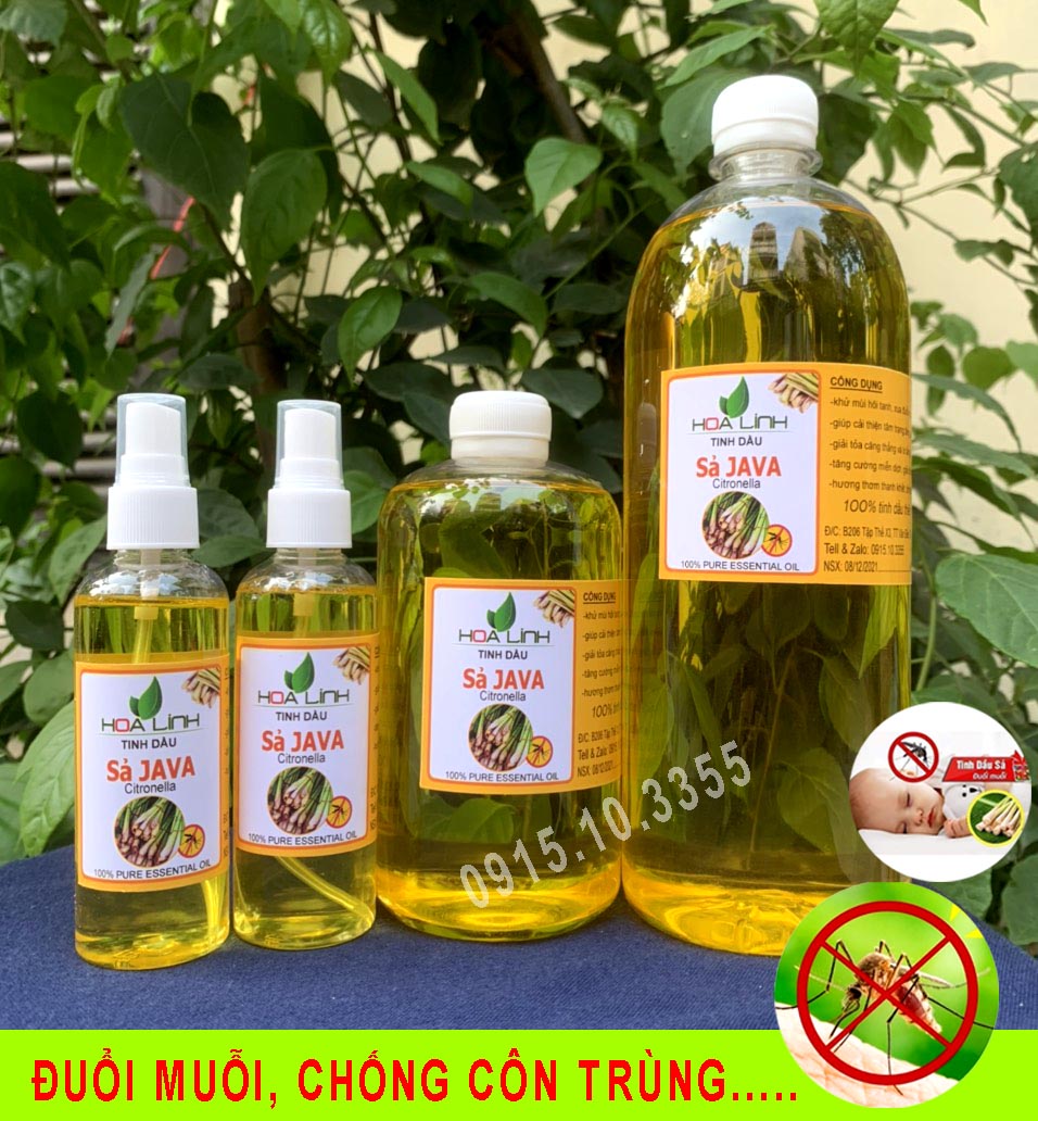 Tinh dầu sả java hoalinh 100% nguyên chất xông phòng, đuổi muỗi , phòng chống sốt xuất huyết