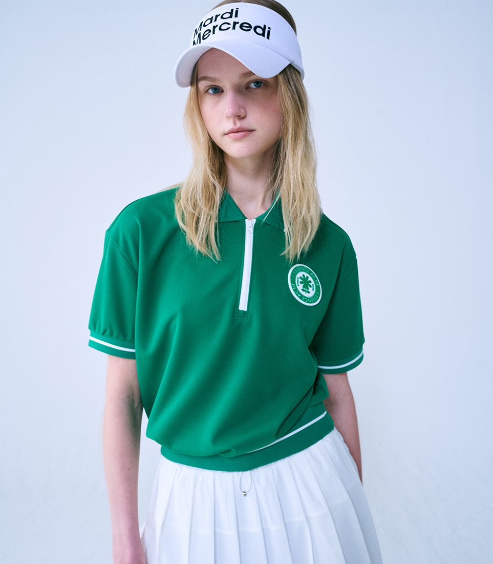 MARDI MERCREDI PIQUET ZIP UP TSHIRT ROUND EMOJI WAPPEN