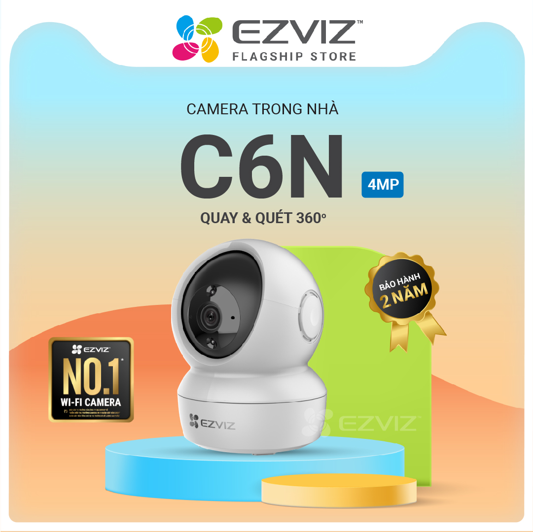 Camera WI-FI EZVIZ C6N 4MP Trong Nhà, Quay Quét 360 Độ, Hồng Ngoại IR, Đàm Thoại 2 Chiều, Theo Dõi Chuyển Động--Hàng Chính Hãng--Bảo Hành 24 tháng