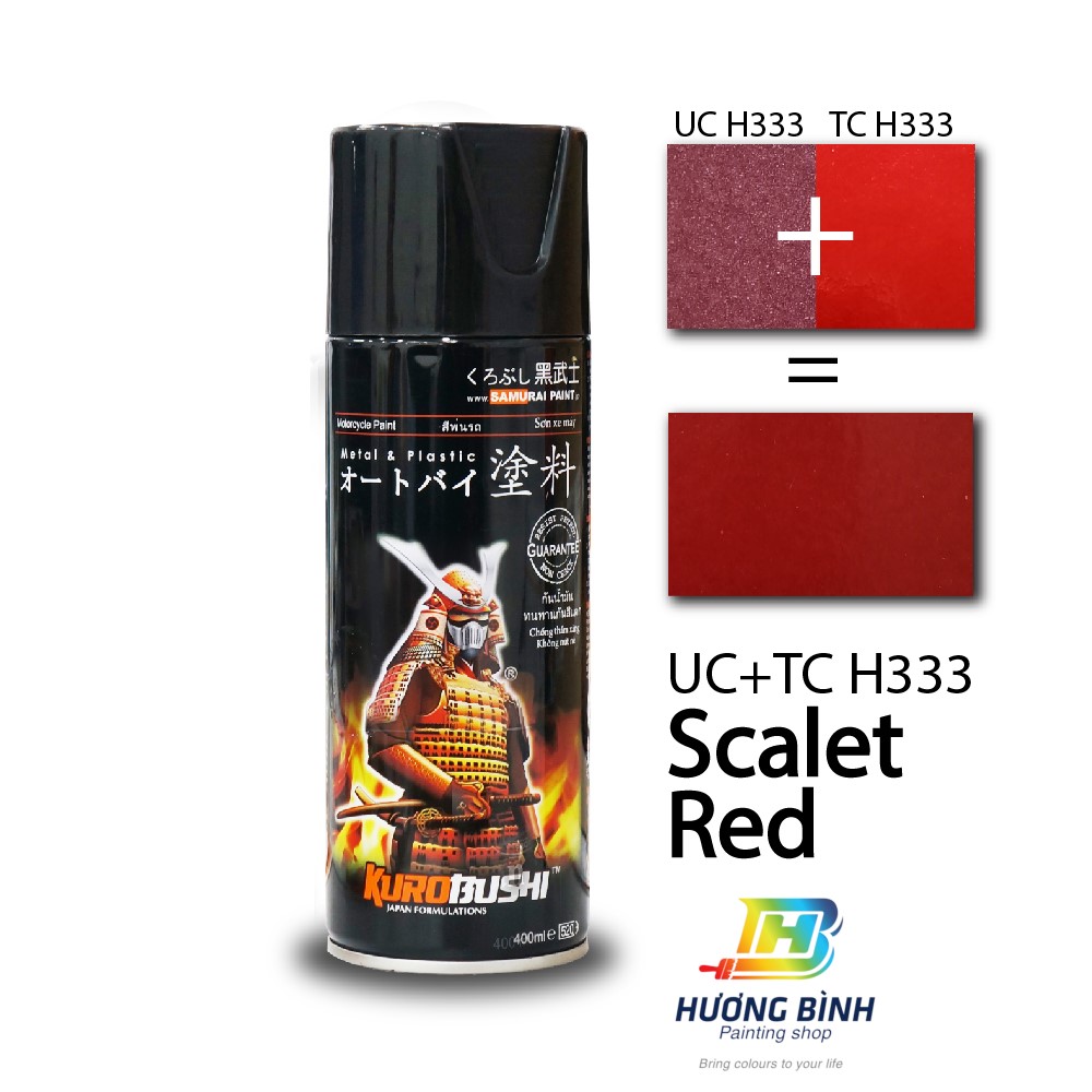 Sơn xịt samurai màu đỏ tươi - uch333 + tch333