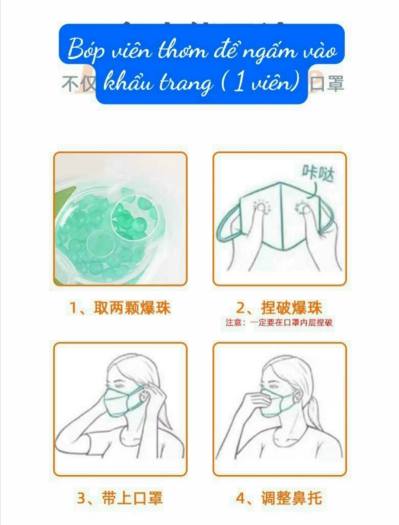 Set 100 hạt thơm khẩu trang, viên thơm khẩu trang, khử mùi không khí