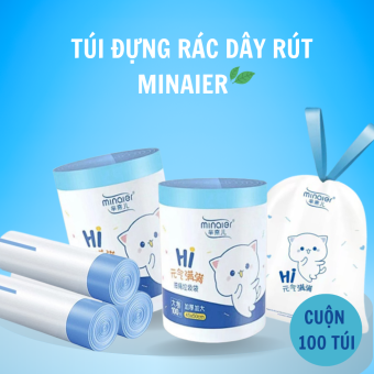 Túi Rác Có Dây Buộc Loại Dày Dai Chắc Chắn Tiện Lợi, Túi Đựng Rác Cuộn 100 Túi Siêu Dai Kích Thước 45*50cm