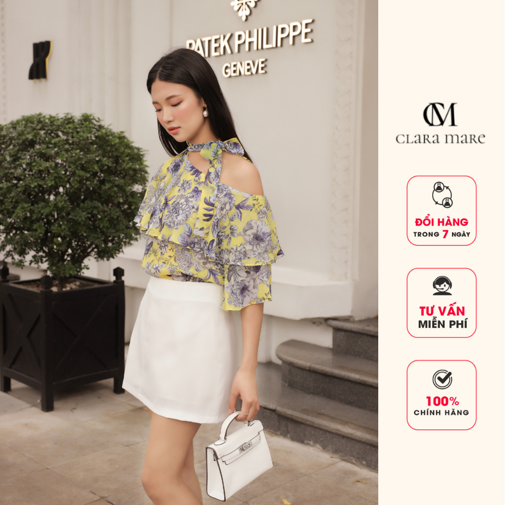 Áo trễ vai, buộc nơ cổ bls4004 clara mare