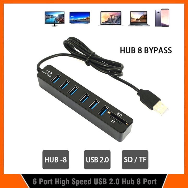 Bộ chia usb 1 ra 6 cổng usb tốc độ 3.0 - hub usb 3.0 | hub usb 1 ra 6 cổng + cổng sd/tf card