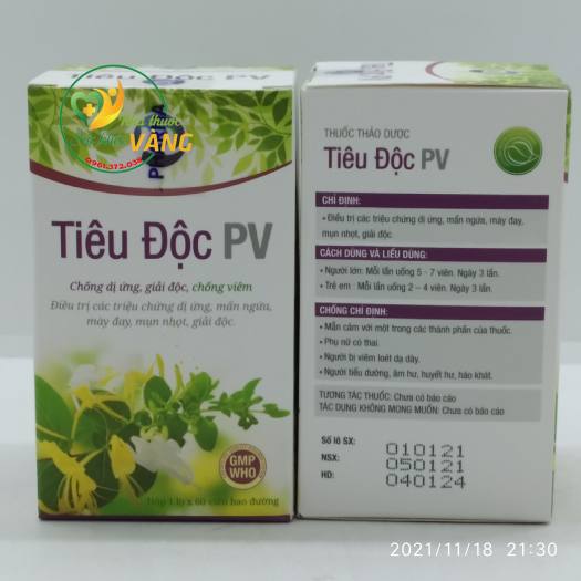 TIÊU ĐỘC PV dị ứng, mẩn ngứa, mày đay, mụn nhọt, giải độc
