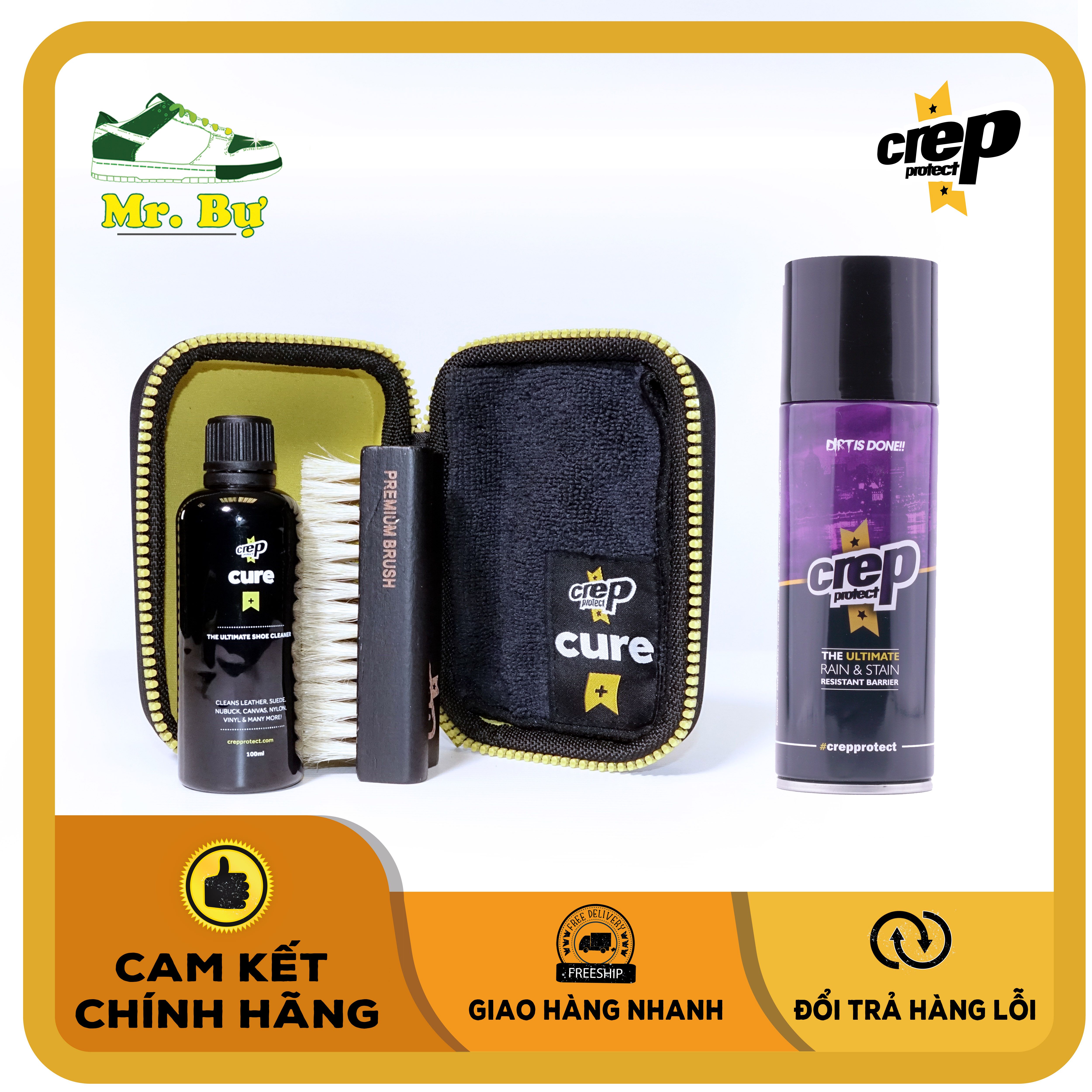 Combo crep protect cure 100ml kit + nano spray 200ml - trọn bộ vệ sinh + nano dành cho giày