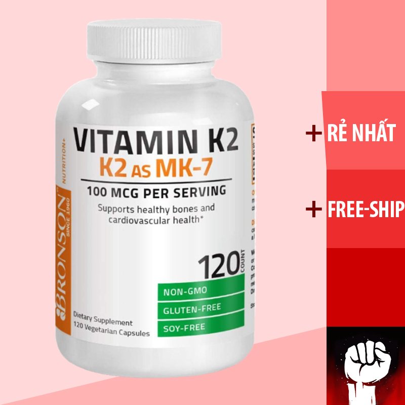 Vitamin | bronson vitamin k2 mk7 100 mcg tăng miễn dịch hỗ trợ xương khớp