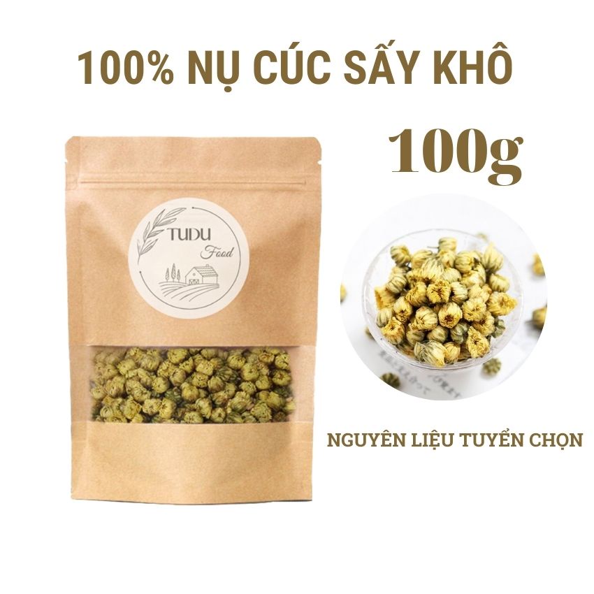 100g Trà hoa cúc thượng hạng loại 1 chất lượng tốt đóng gói túi zip giấy, tác dụng thanh nhiệt, bông cúc nụ khô, sạch, không tạp chất