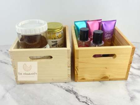 Wooden Crate box organizer container L-20.5 cm W-18 cm H-12.5 cm