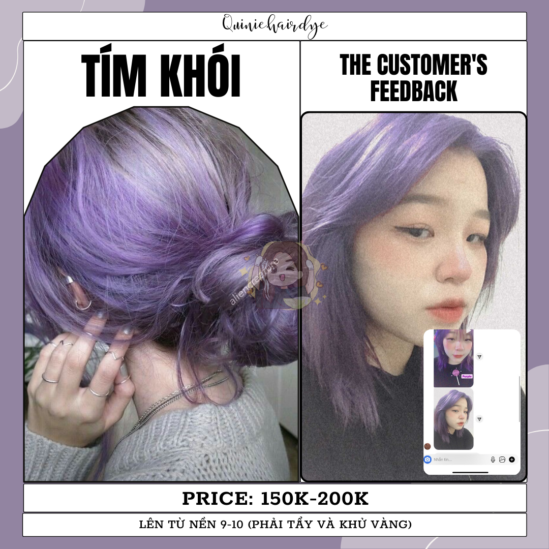 Thuốc nhuộm tóc màu tím khói tặng kèm trợ nhuộm