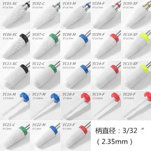 Đầu mài sứ (đầu mài dũa móng, phá móng) đủ kích cỡ (XF, F, M, C, XC)