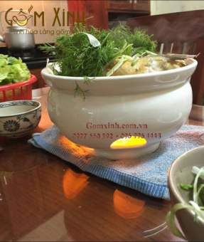 Bếp hâm nóng thức ăn bằng nến Ø 24 (bát sứ Bát Tràng)