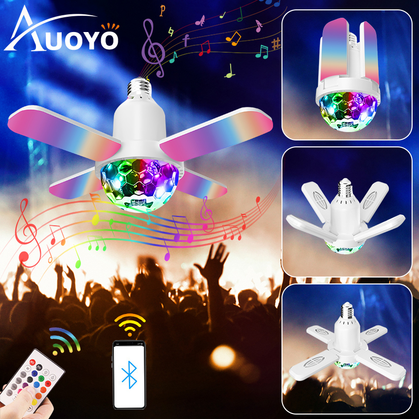Auoyo bóng đèn led đèn vũ trường cho phòng đèn trần đèn nhảy đèn vũ trường màu dj có bluetooth cho bữa tiệc đèn laser vũ trường đèn led cánh quạt gấp gọn e27 24w