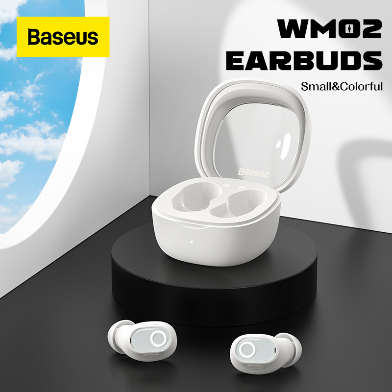BASEUS WM01 WM02 TWS Bluetooth 5.0 Tai Nghe Bluetooth Không Dây Công Nghệ Chống Tiếng Ồn Mới Nhất Thiết Kế Nhỏ Gọn Xinh Xắn Tương Thích iPhone Samsung HUAWEI OPPO Vivo