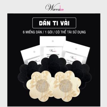 Miếng dán nhũ hoa, dán ti WANNABE DTV03  bằng vải hình bông hoa 7 cánh BỊCH 1 CẶP 2 MIẾNG