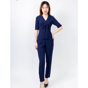 Jumpsuit Cổ V, Tay Lửng, Vạt Dài Emspo Aql2897 (Vàng, Tím Than)