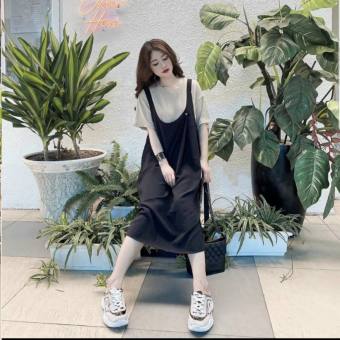 váy bầu công sở yếm giá rẻ-đầm bầu đẹp thiết kế suông a