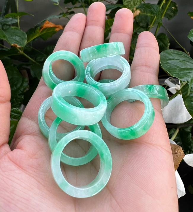 🍁[ chuyên cẩm thạch ] NHẪN TRƠN CẨM THẠCH TRẮNG VÂN XANH BẢN VUÔNG 7MM -ĐỦ SIDE-HÌNH THỰC TẾ