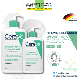 Sữa Rửa Mặt CeraVe Foaming Facial Cleanser Gel Moussant - Bản Đức cho da dầu nhạy cảm