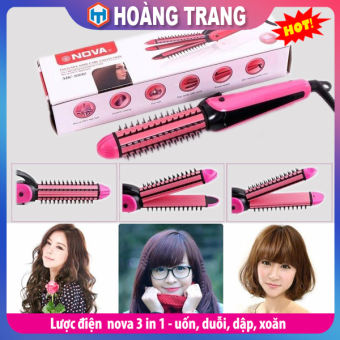 Máy dập xù mini, máy bấm tóc gợn sóng nước Hàn Quốc Nova 3in 1 dập phồng, dập xù, uốn là tóc đa năng không gây hư tổn