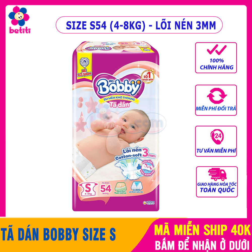   CHÍNH HÃNG  Tã Dán BOBBY Size S Siêu Thấm Chống Tràn Tốt Cho Cho Bé Sơ Sinh 4-8kg - Tã Dán Cho Trẻ Sơ Sinh Tả   Bỉm Dán Ta  Bim Dan Cho Be Tả Dán Bobby Sơ Sinh Bỉm Dán Sơ Sinh Bỉm Bobby - BETITI 