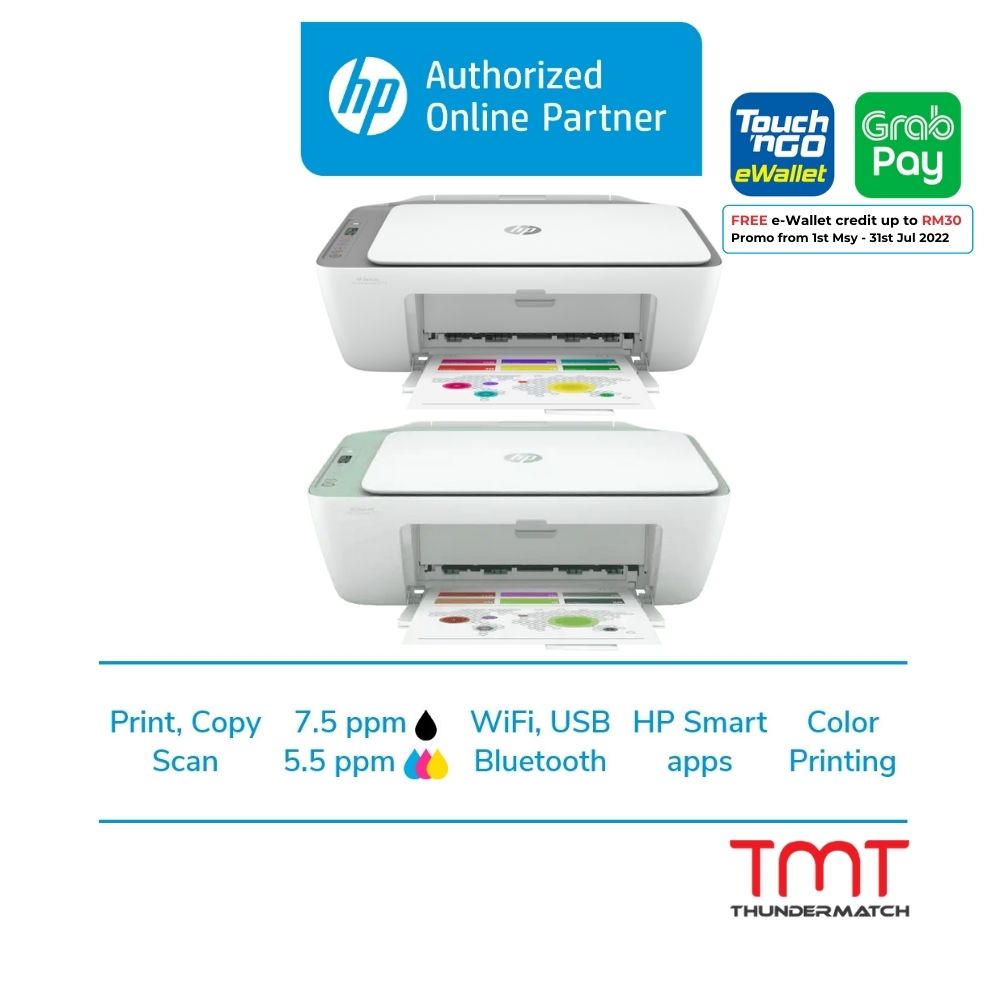 HP DeskJet 2752 B Wireless All-in-One Color Inkjet Printer for Home Office, White-Print Scan Copy-Icon LCD Display, 4800 x 1200 dpi, WiFi, Blueto - 2