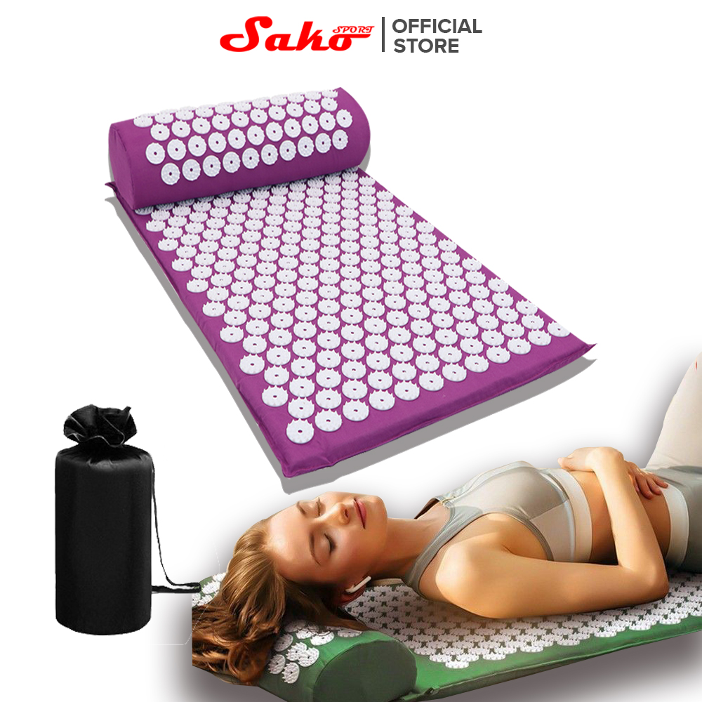 Thảm bấm huyệt Promat, thảm gai kết hợp châm cứu, massage yoga cao cấp SAKO - size lớn 68x42 cm - có túi