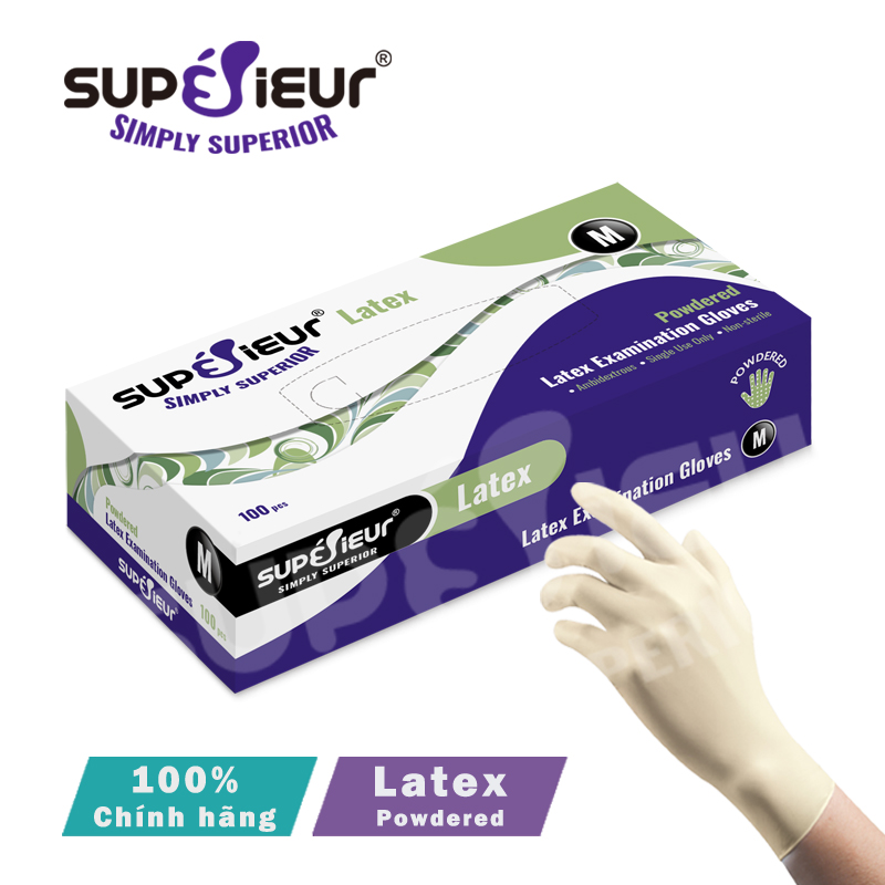 Găng tay y tế latex superieur có bột - găng tay cao su tự nhiên đa dụng