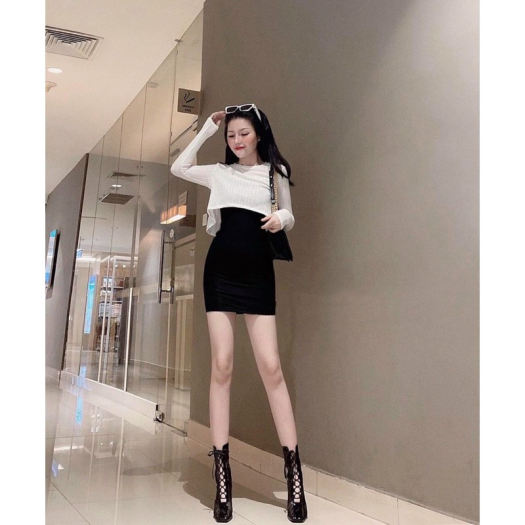 Set đầm body 2 món thun gân chất đẹp