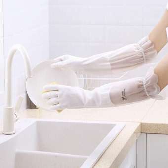 Găng tay rửa chén bát lót nỉ siêu dai - Cổ cao - Có chun chống tụt. Găng tay rửa bát silicon, bao tay rửa bát, găng tay silicon