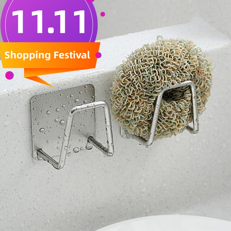 Dropship Sponge Holder For Kitchen Sink Adhesive Sponge Caddy Gray Shower  Shelf With Hooks Stick On Shower Caddy No Drilling 1 Pack to Sell Online at  a Lower Price