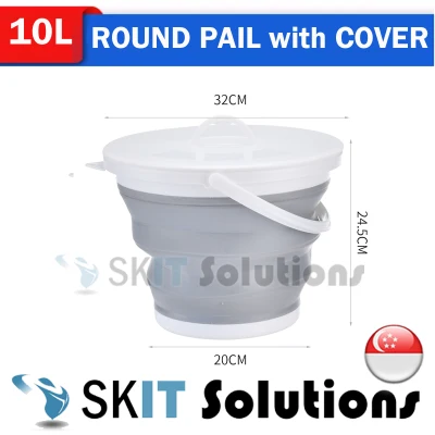 5L 10L 13L 15L Round Waterproof Foldable Pail with Cover or Without Cover, Collapsible Retractable Outdoor Water Pail Bucket Barrel TUB for Car Washing Fishing Toilet Cleaning, Portable Large Plastic Foot Leg Spa Bath Soak, Wash Bin Washtub Picnic Basket (9)