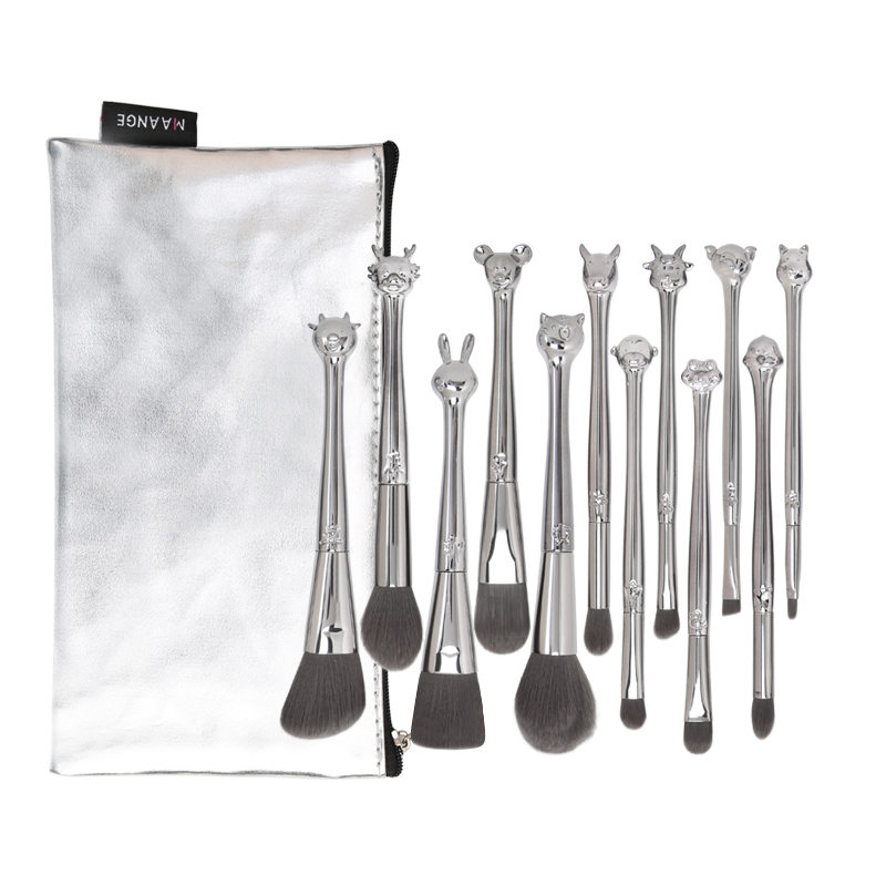 MAANGE 12Pcs Zodiac Cọ Trang Điểm Phấn Má Hồng Phấn Mắt Lông Mày Dễ Thương Bộ Cọ Mỹ Phẩm Dụng Cụ Làm Đẹp