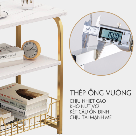 Bàn Trà Mini Bàn Cafe Đặt Cạnh Sofa Kệ Decor Phòng Khách Kệ Mỹ Phẩm Hình Tròn 2 Tầng