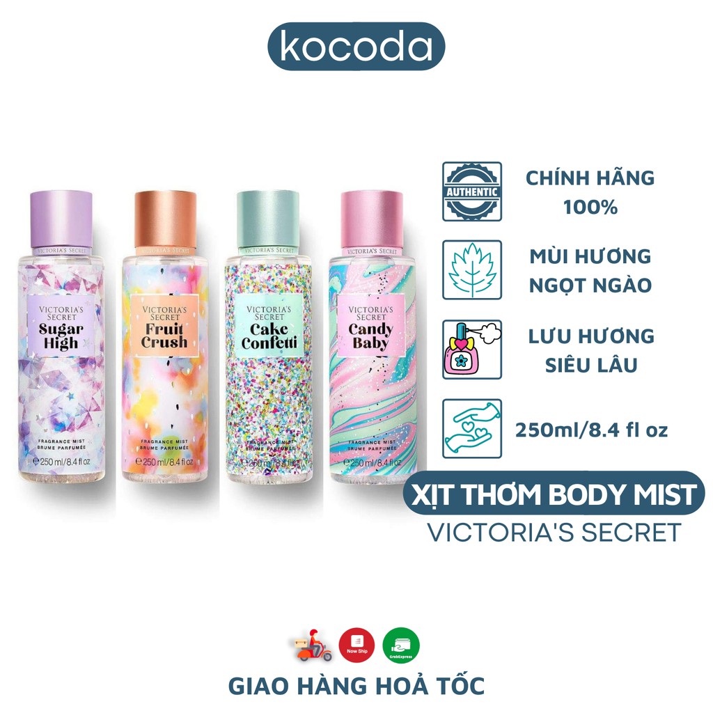 Xịt thơm toàn thân body mist Victoria’s Secret 236ml candy, sugar, cake Thơm Nhẹ Nhàng, Sang Trọng
