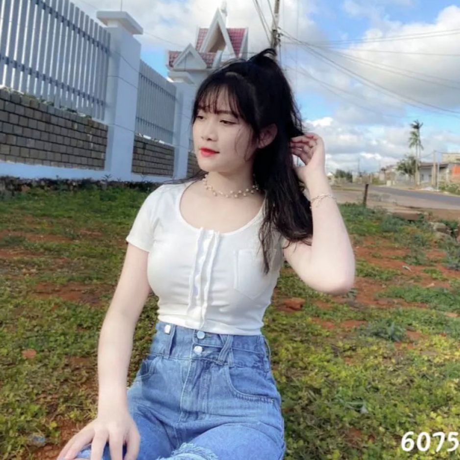 Quần jean baggy nữ lưng siêu cao 2 nút đai chéo phối rách mẫu siêu hót chuyên sỉ jean quang vinh bg110