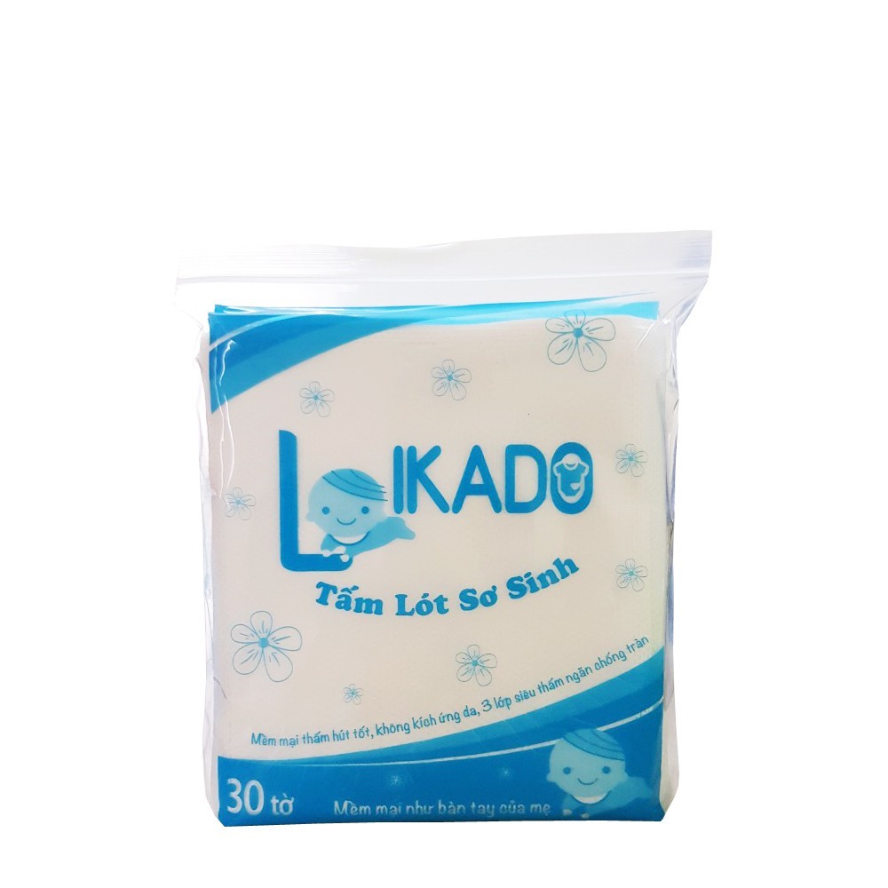 Tấm lót sơ sinh - tấm lót phân su likado, 1 gói 30 tờ