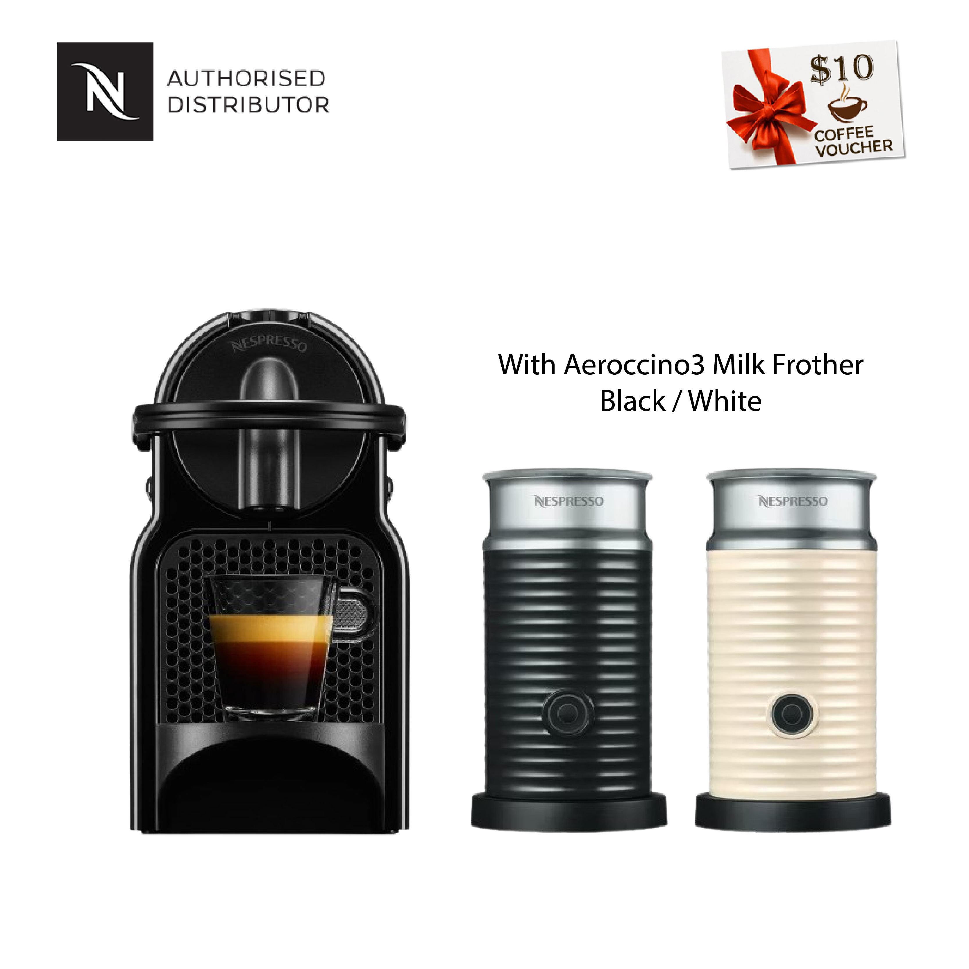 Nespresso Essenza Mini Coffee Machine Bundle with Aeroccino3 Milk