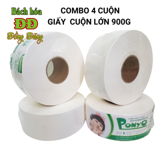 Combo 4 cuộn giấy vệ sinh cuộn lớn 900g Ponyo