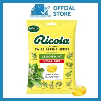 Kẹo thảo mộc Ricola Lemon Mint Sugar Free nhập khẩu USA (45 Wrapped Drops)