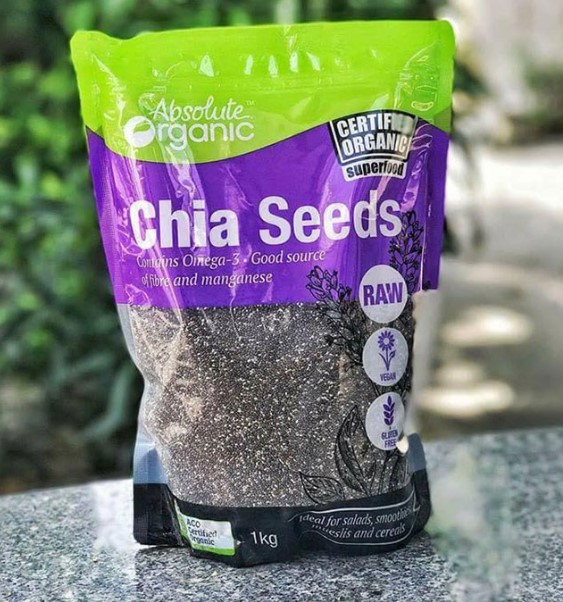 Hạt chia úc tím gói 1kg 500g absolute organic hữu cơ