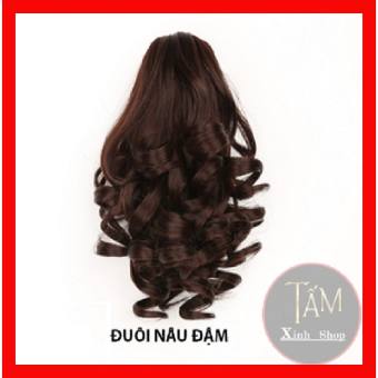 Tóc giả nữ dạng kẹp dài ngang vai đẹp, đuôi tóc xoăn giả ngắn dạng kẹp ngoạm 25cm