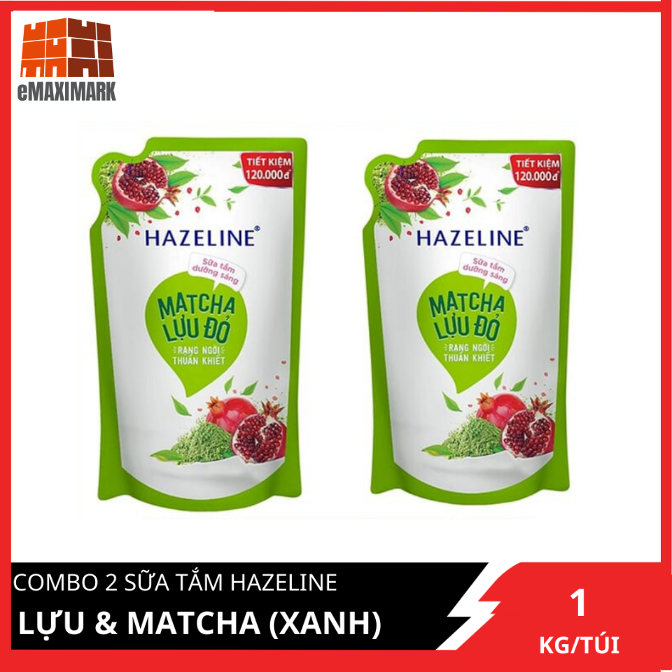 Combo 2 túi sữa tắm hazeline lựu & matcha 1kgx2